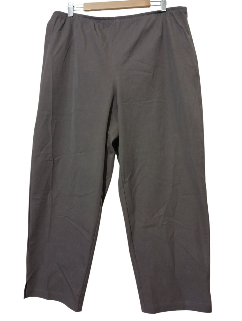 Eileen Fisher Organic Cotton Slim Stretch Ankle Pant Elastic Waist Mocha